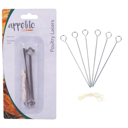 Appetito Set of 6 Stainless Steel Poultry Lacers