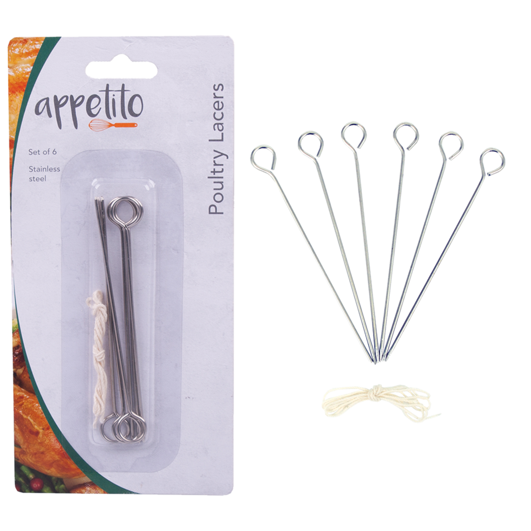 Appetito Set of 6 Stainless Steel Poultry Lacers