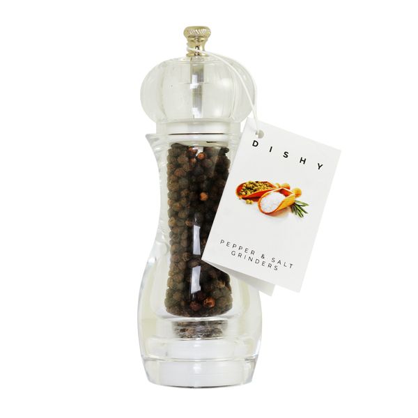 Dishy Refillable Acrylic Orchid Pepper Mill With Black Peppercorns