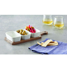 Load image into Gallery viewer, Davis &amp; Waddell Loft Set of 3 Rectangular Dishes on Acacia Wood Paddle