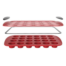 Load image into Gallery viewer, Silicone 24 Cup Mini Muffin Pan, a durable and non-stick pan perfect for making bite-sized muffins, cupcakes, and more. The pan features 24 cups and is made from high-quality silicone material. Easy to use and clean, this muffin pan is a must-have for any baker.