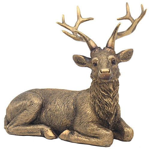 Reflections Resin Bronzed Laying Stag - Have To Have It NZ