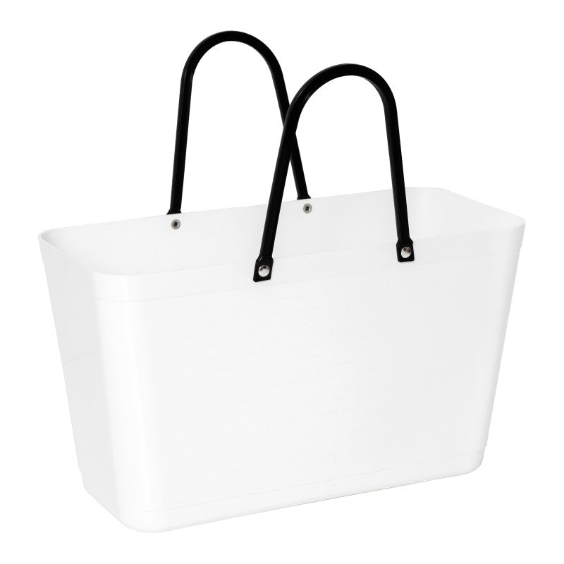 Large white plastic hinza bag, tote bag, market bag