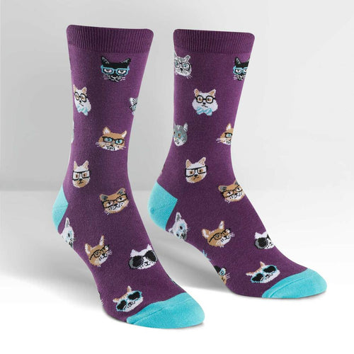 Sock It To Me Smart Cats Women's Crew Socks - Have To Have It NZ